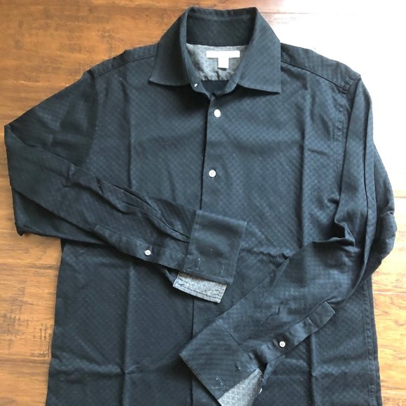 Banana Republic mens black knit dress shirt size M - Picture 4 of 7
